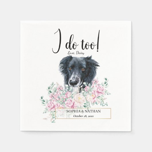 Border Collie Dog Wedding Cocktail Napkins Servet (Voorkant)