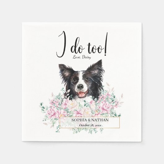 Border Collie Dog Wedding Cocktail Napkins Servet (Voorkant)
