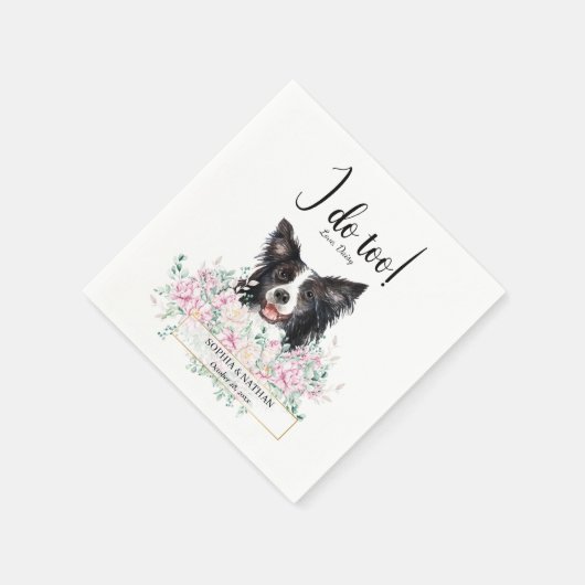 Border Collie Dog Wedding Cocktail Napkins Servet (Hoek)