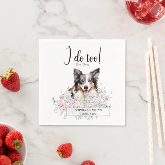 Border Collie Dog Wedding Cocktail Napkins Servet (Insitu)