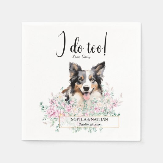Border Collie Dog Wedding Cocktail Napkins Servet (Voorkant)