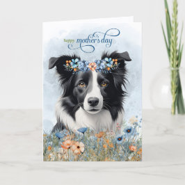 Border Collie Dog Wildflowers Mother's Day Feestdagen Kaart
