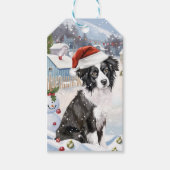 Border Collie Dog Winter Wonderland Kerstvreugde Cadeaulabel (Voorkant)