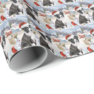 Border Collie Dog Winter Wonderland Kerstvreugde Cadeaupapier