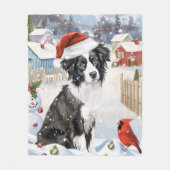 Border Collie Dog Winter Wonderland Kerstvreugde Fleece Deken (Voorkant)