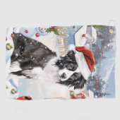 Border Collie Dog Winter Wonderland Kerstvreugde Golfhanddoek (Horizontaal)