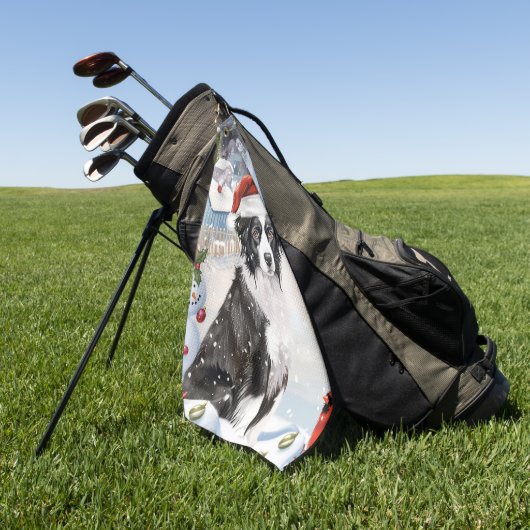 Border Collie Dog Winter Wonderland Kerstvreugde Golfhanddoek (Groen)