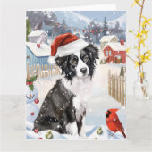 Border Collie Dog Winter Wonderland Kerstvreugde Kaart (Gele Bloem)