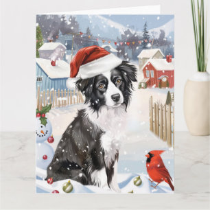 Border Collie Dog Winter Wonderland Kerstvreugde Kaart