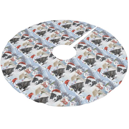 Border Collie Dog Winter Wonderland Kerstvreugde Kerstboom Rok (Gekanteld)