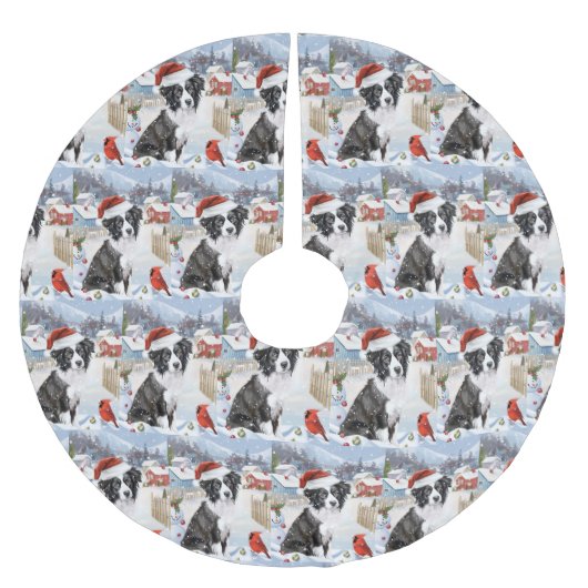 Border Collie Dog Winter Wonderland Kerstvreugde Kerstboom Rok (Voorkant)