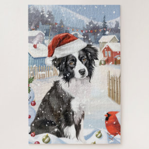 Border Collie Dog Winter Wonderland Kerstvreugde Legpuzzel
