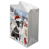 Border Collie Dog Winter Wonderland Kerstvreugde Medium Cadeauzakje (Voorkant Gekanteld)