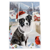 Border Collie Dog Winter Wonderland Kerstvreugde Medium Cadeauzakje (Achterkant)