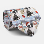 Border Collie Dog Winter Wonderland Kerstvreugde Stropdas (Opgerold)
