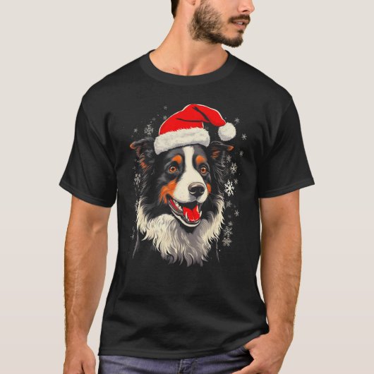 Border Collie Dog Xmas T-shirt (Voorkant)