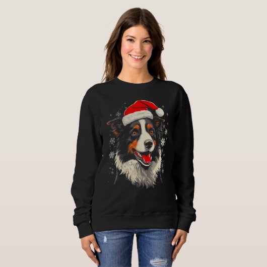 Border Collie Dog Xmas Trui (Voorkant volledig)