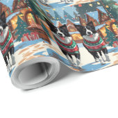 Border Collie Dogs Christmas Snow Holiday Cadeaupapier (Rol Hoek)