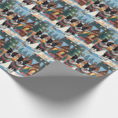 Border Collie Dogs Christmas Snow Holiday Cadeaupapier (Hoek)