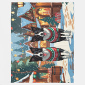 Border Collie Dogs Christmas Snow Holiday Fleece Deken (Voorkant)