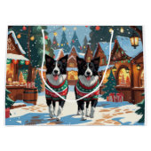 Border Collie Dogs Christmas Snow Holiday Groot Cadeauzakje (Voorkant)