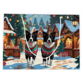 Border Collie Dogs Christmas Snow Holiday Groot Cadeauzakje (Achterkant)