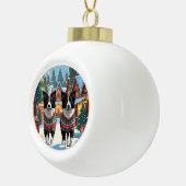 Border Collie Dogs Christmas Snow Holiday Keramische Bal Ornament (Rechts)