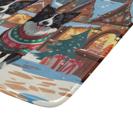 Border Collie Dogs Christmas Snow Holiday Snijplank (Hoek)