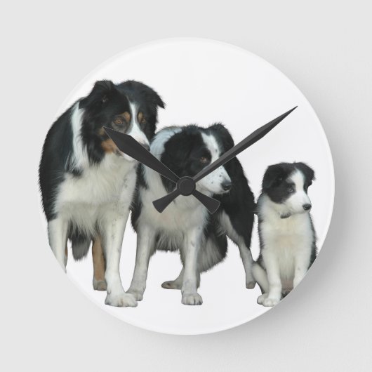 Border Collie Dogs Ronde Klok (Voorkant)