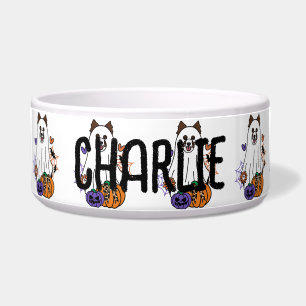Border Collie Donkerbruine Halloween Ghost Dog Voerbakje