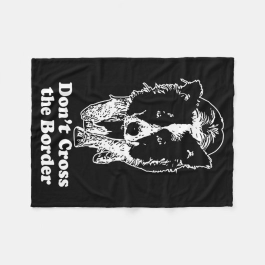 Border Collie Dont Cross The Border  Fleece Deken (Voorkant (Horizontaal))