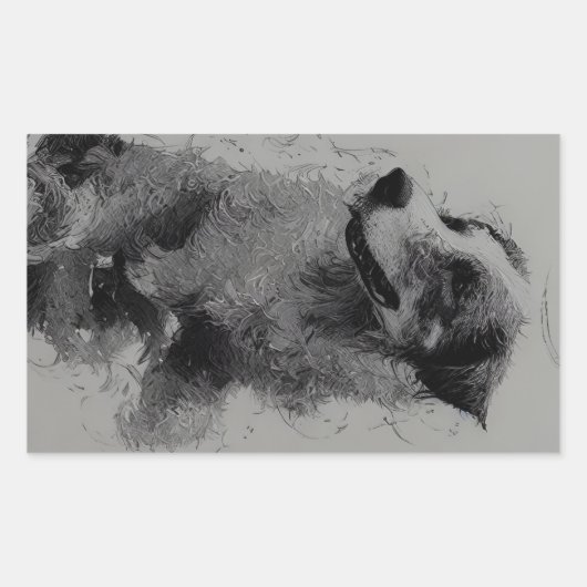 border collie drawing second rechthoekige sticker (Voorkant)