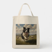 Border Collie Elegant Grocery Canvas tas (Achterkant)