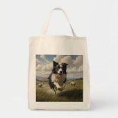 Border Collie Elegant Grocery Canvas tas (Voorkant)