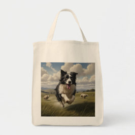 Border Collie Elegant Grocery Canvas tas