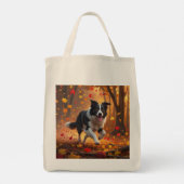 Border Collie Elegant Grocery Canvas tas (Achterkant)