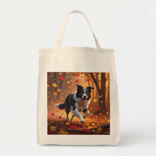 Border Collie Elegant Grocery Canvas tas (Voorkant)