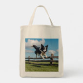 Border Collie Elegant Grocery Canvas tas (Achterkant)