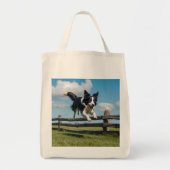 Border Collie Elegant Grocery Canvas tas (Voorkant)