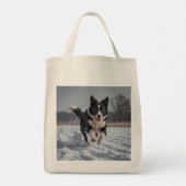 Border Collie Elegant Grocery Tote Bag (Achterkant)