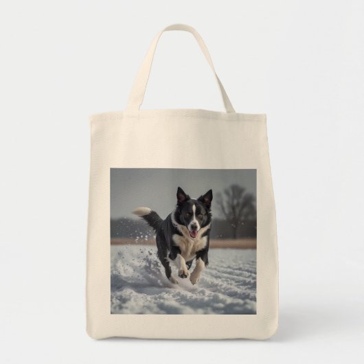 Border Collie Elegant Grocery Tote Bag (Voorkant)