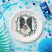 Border Collie Elegant Hond Kerstvakantie Papier Papieren Bordje (Feest)