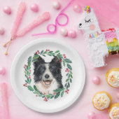 Border Collie Elegant Hond Kerstvakantie Papier Papieren Bordje (Feest)