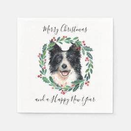 Border Collie Elegant Hond Vrolijk Kerstfeest Servet