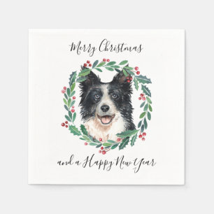 Border Collie Elegant Hond Vrolijk Kerstfeest Servet
