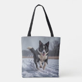 Border Collie Elegant Schouder Canvas tas (Achterkant)