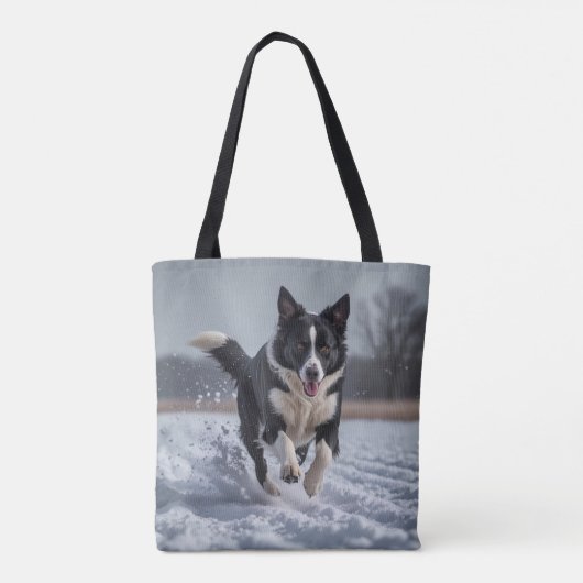 Border Collie Elegant Schouder Canvas tas (Achterkant)