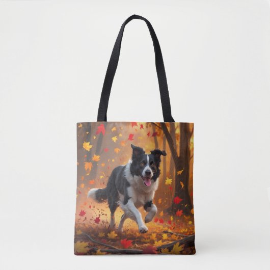 Border Collie Elegant Schouder Canvas tas (Voorkant)