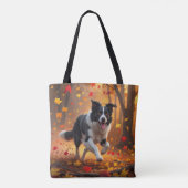 Border Collie Elegant Schouder Canvas tas (Achterkant)
