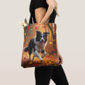 Border Collie Elegant Schouder Canvas tas (Dichtbij)
